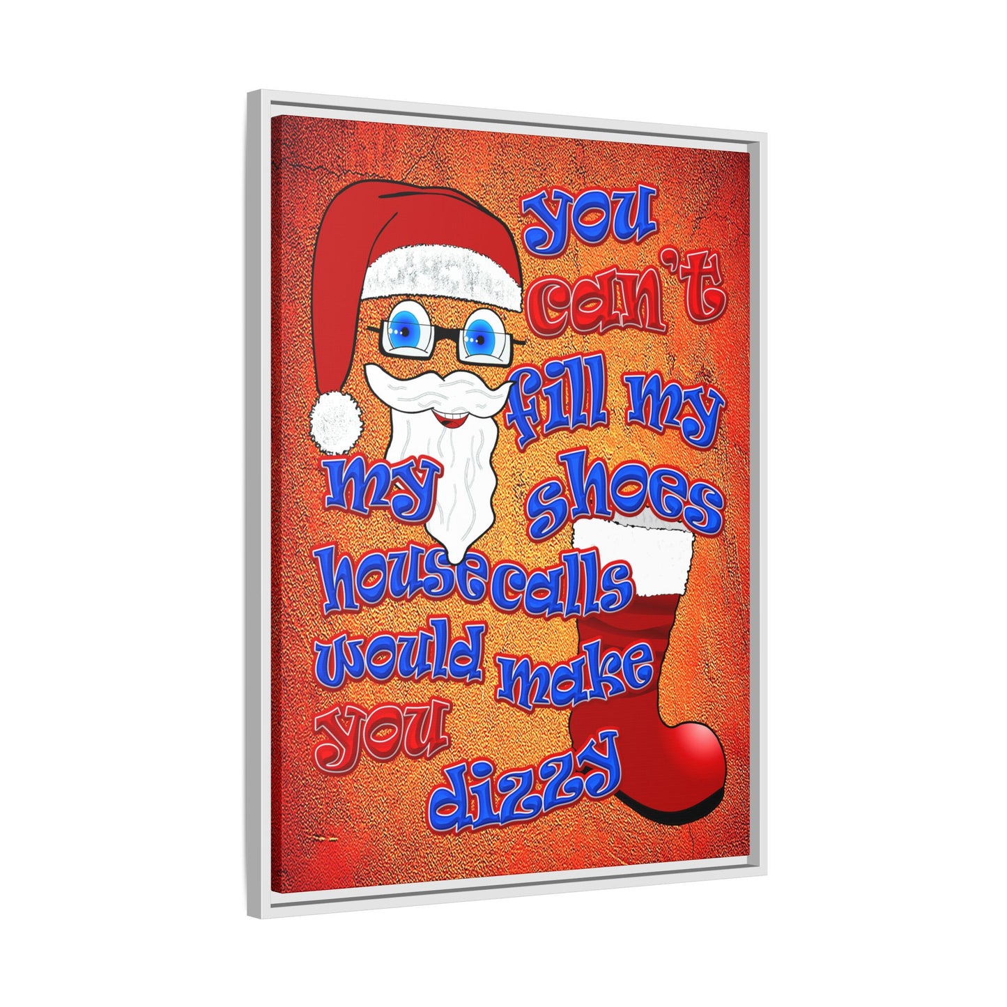 santa's shoes - framed canvas art (burnt orange)