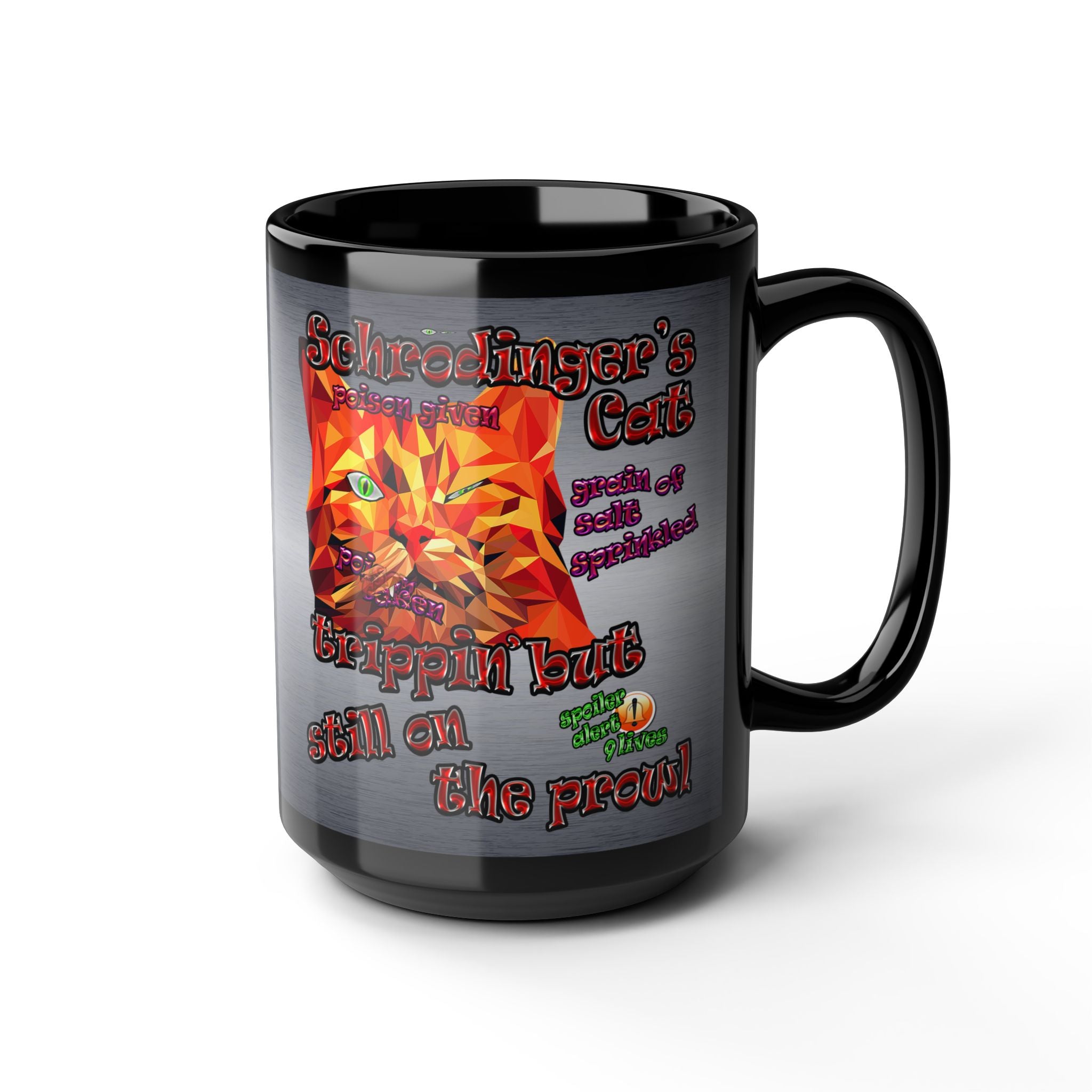 schrodinger's cat - Black Mug (brushed nickel)