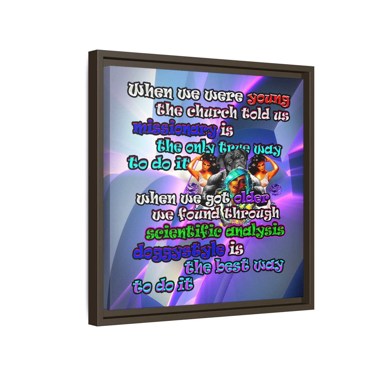 doggystyle - framed canvas art (grey-pink wave)