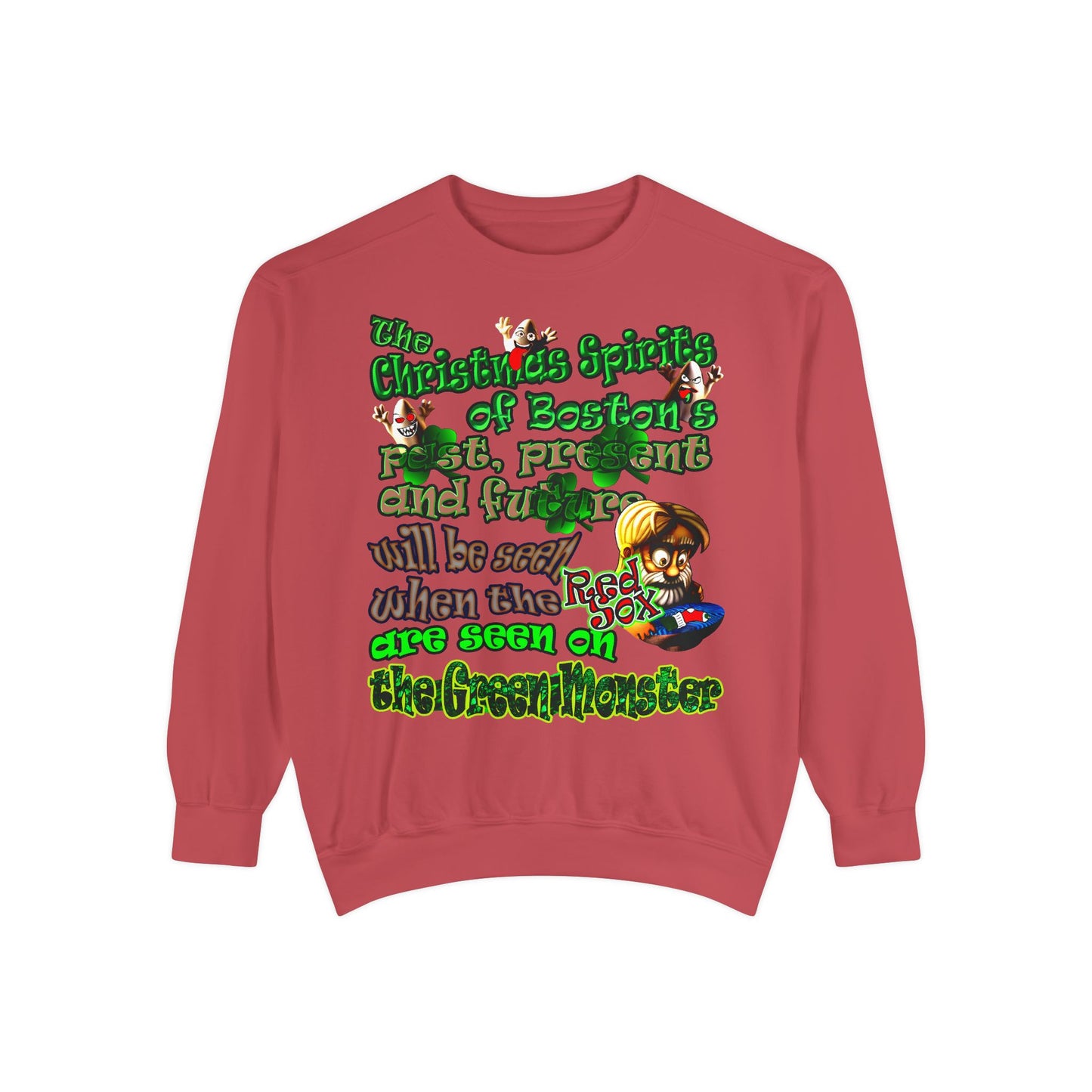 christmas spirits of boston - Unisex Garment-Dyed Sweatshirt