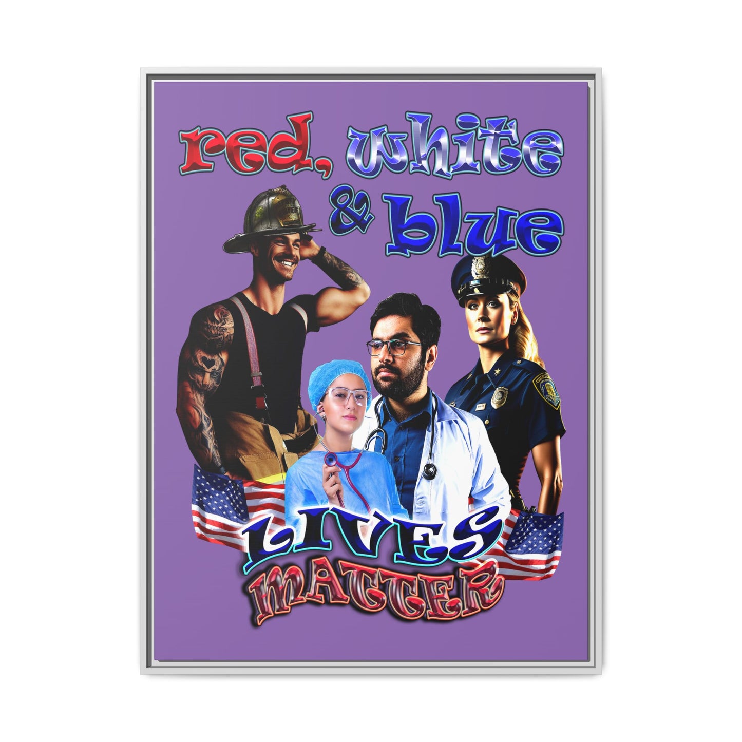 rw&b lives matter - framed canvas art (light purple)