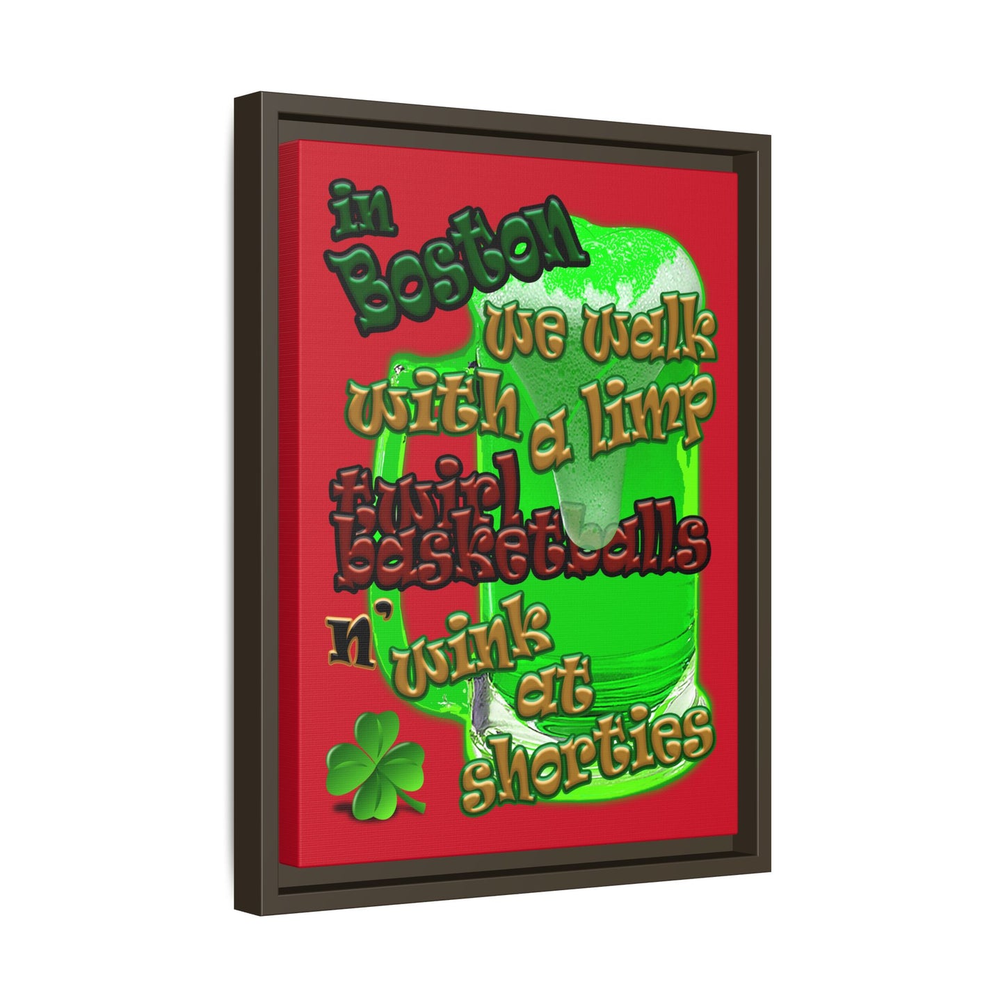 celtics logo - framed canvas art (dark red)