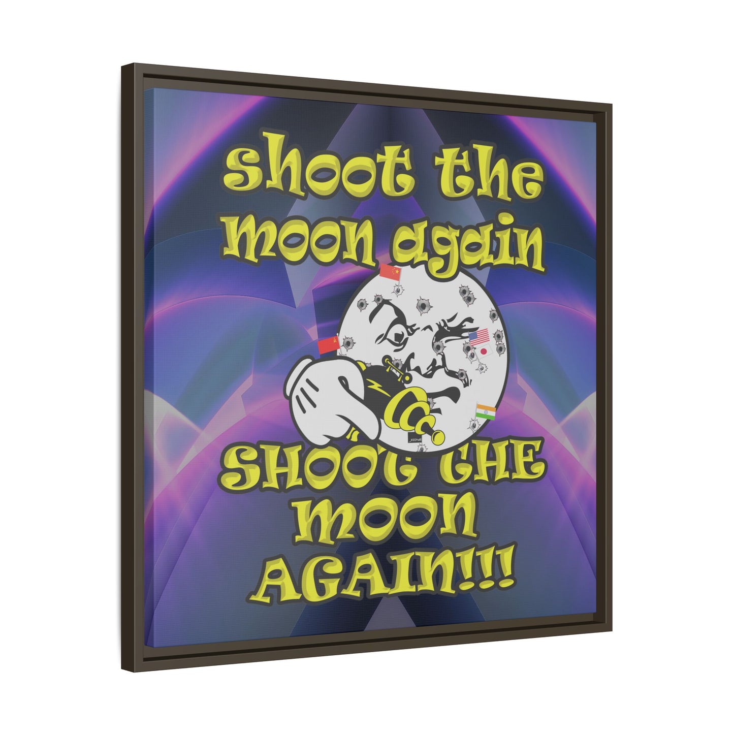 shoot the moon again - framed canvas art (grey-pink wave)