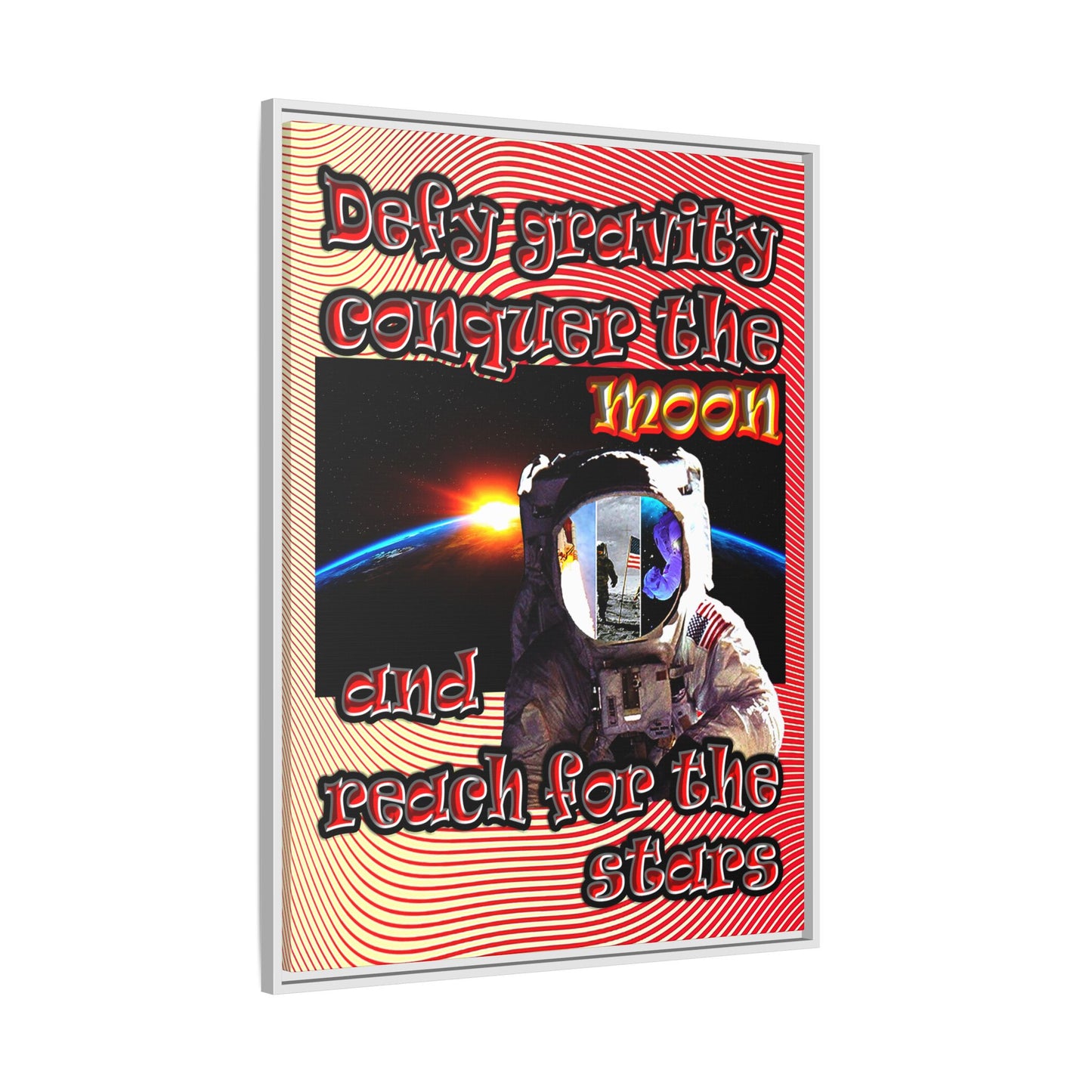 defy conquer reach - framed canvas art (yellow-orange wave)