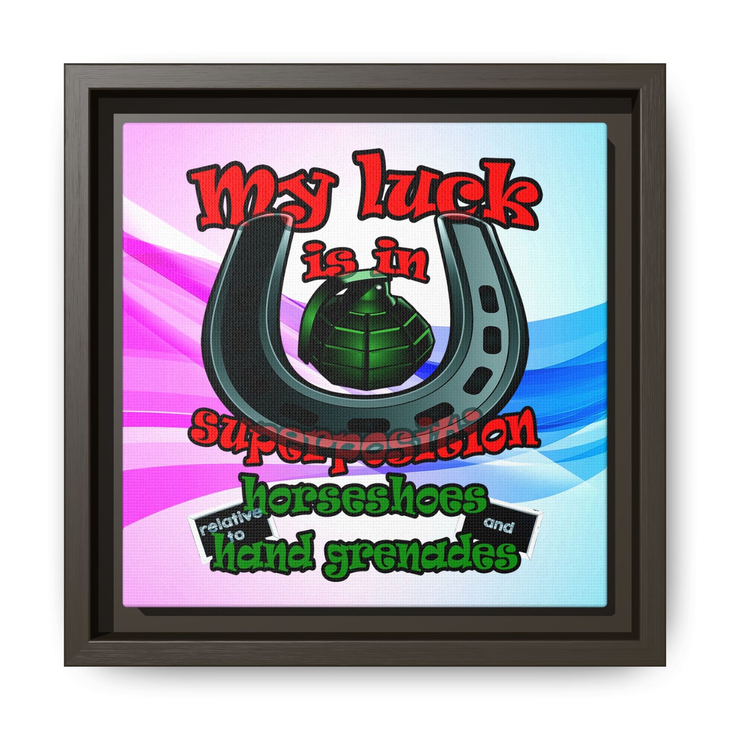 my luck - framed canvas art (light blue-pink wave)
