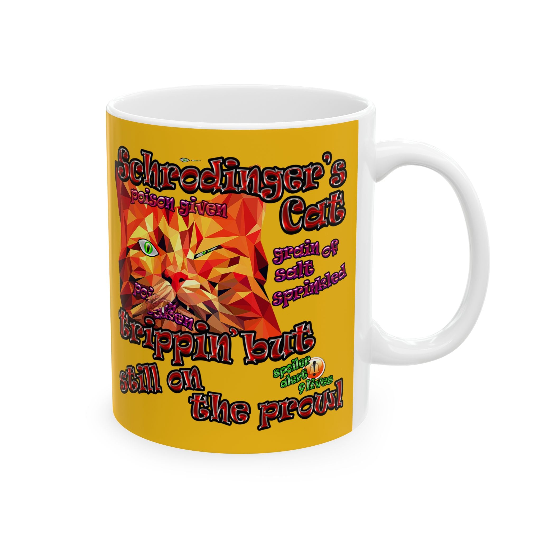 schrodinger's cat - White Mug (yellow)