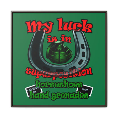 my luck - framed canvas art (dark green)