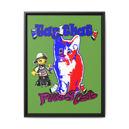 tag that - framed canvas art (green)