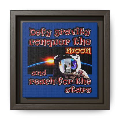 defy conquer reach - framed canvas art (dark blue)