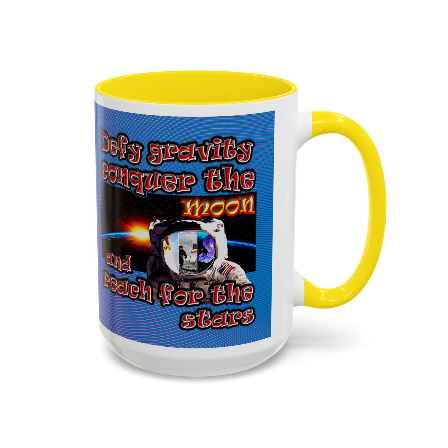 defy conquer reach - Accent Mug (light blue-purple wave)