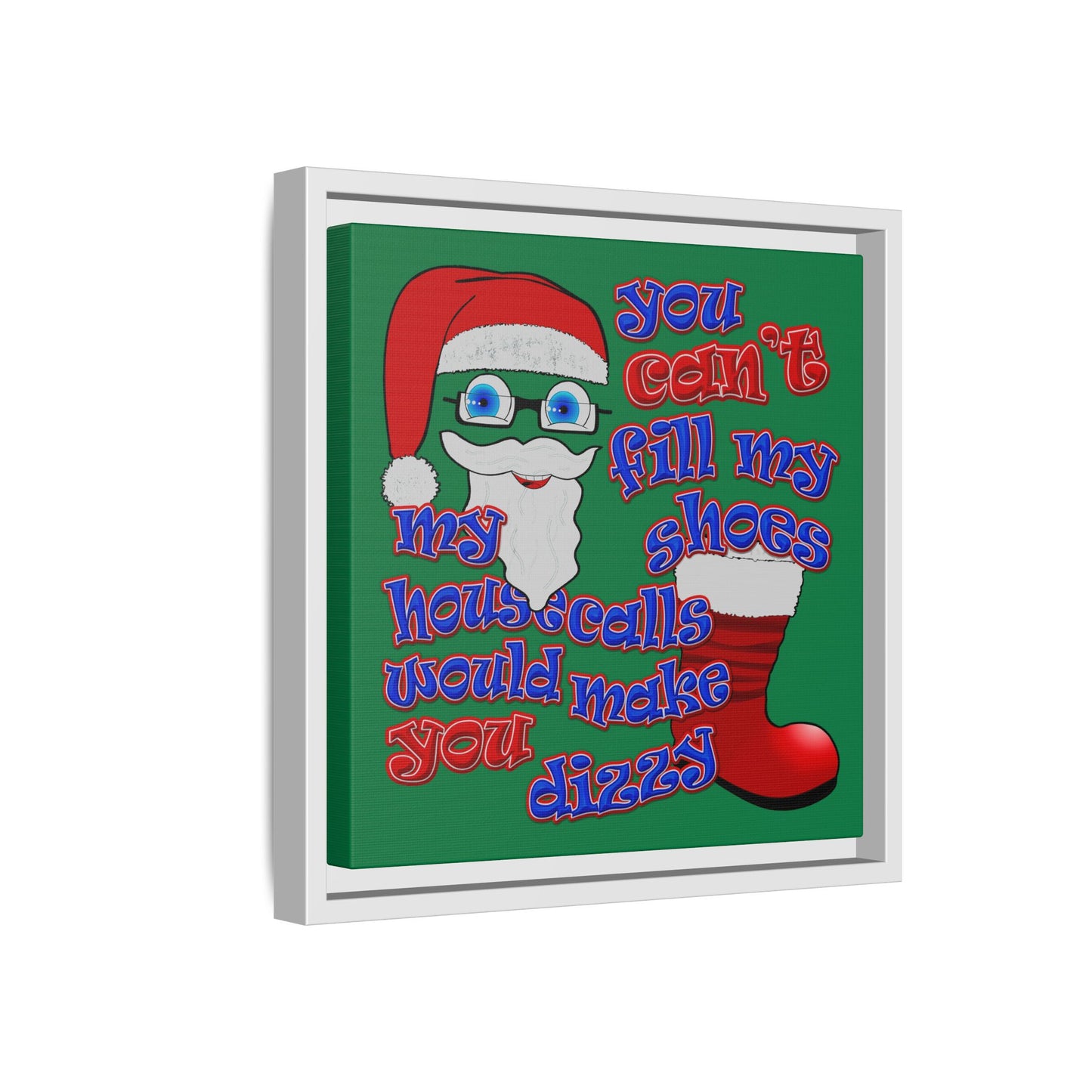 santa's shoes - framed canvas art (dark green)