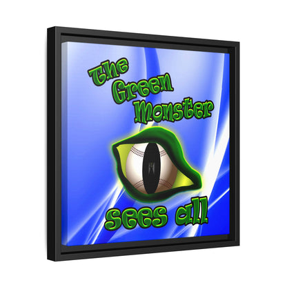 green monster - framed canvas art (blue-white wave)