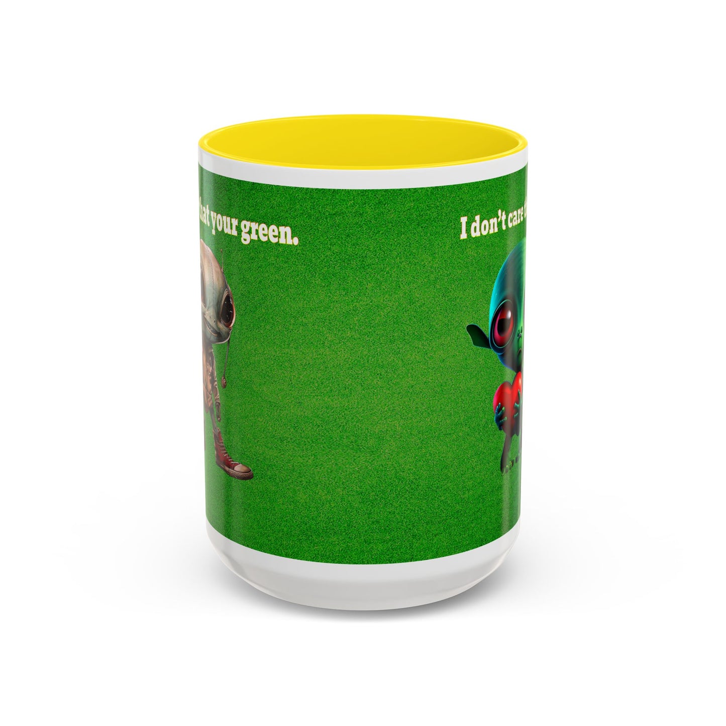 I don't care that your grey - Accent Mug (green turf)