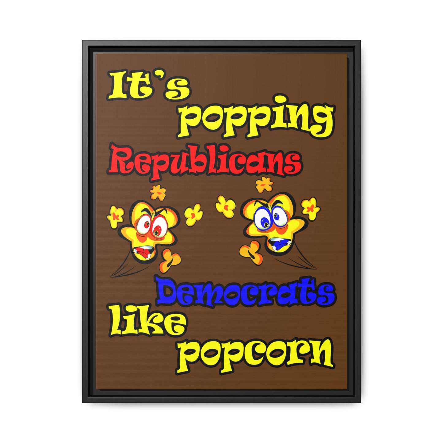 popping like popcorn - framed canvas art (brown)