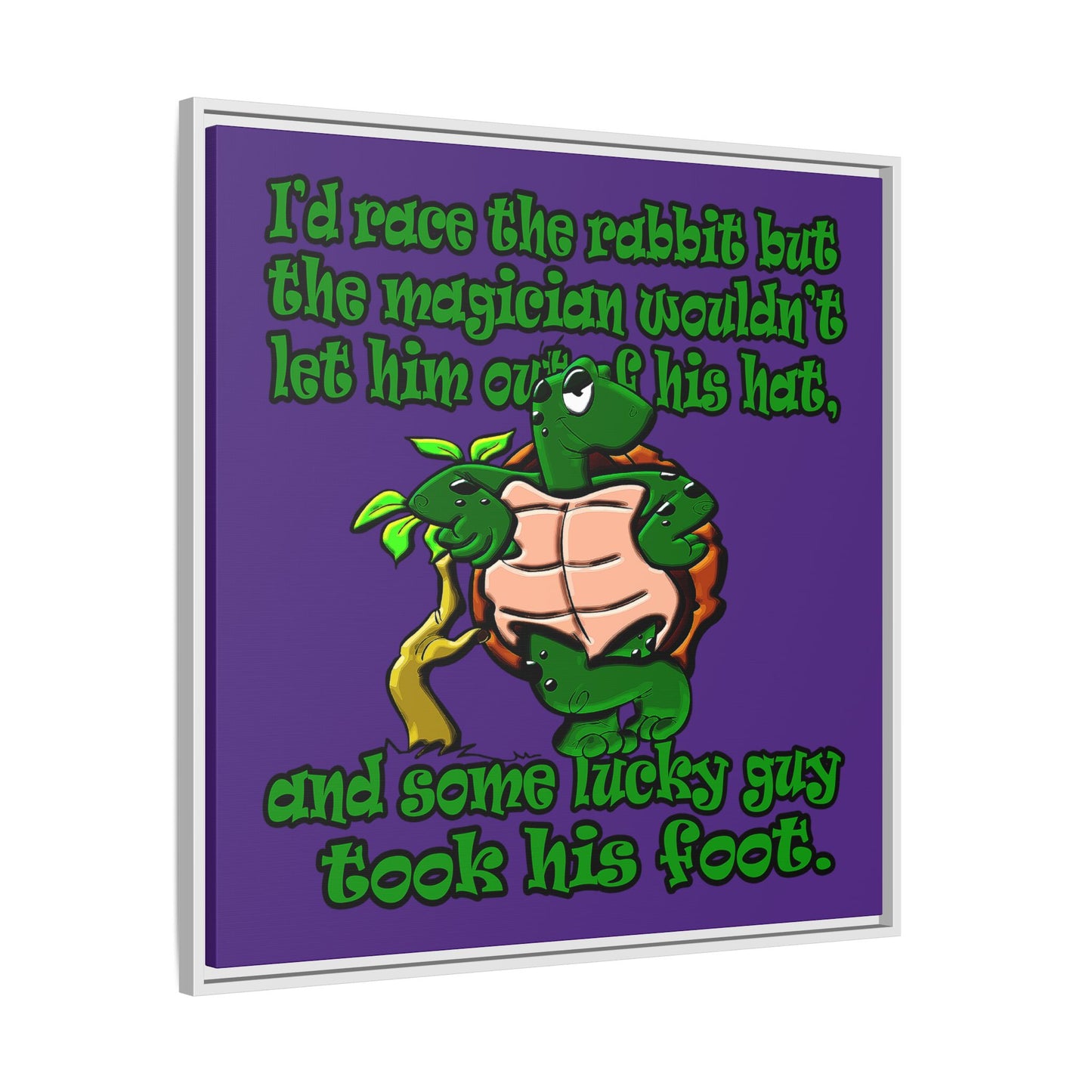 turtle race - framed canvas art (purple)