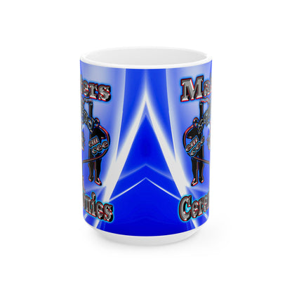 em cee squared - White Mug (blue-white wave)