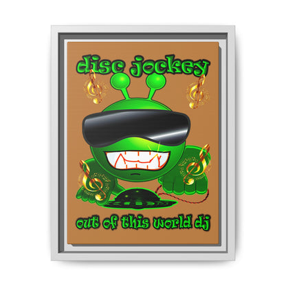 disc jockey - framed canvas art (light brown)