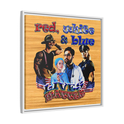 rw&b lives matter - framed canvas art (butterscotch wood finish)