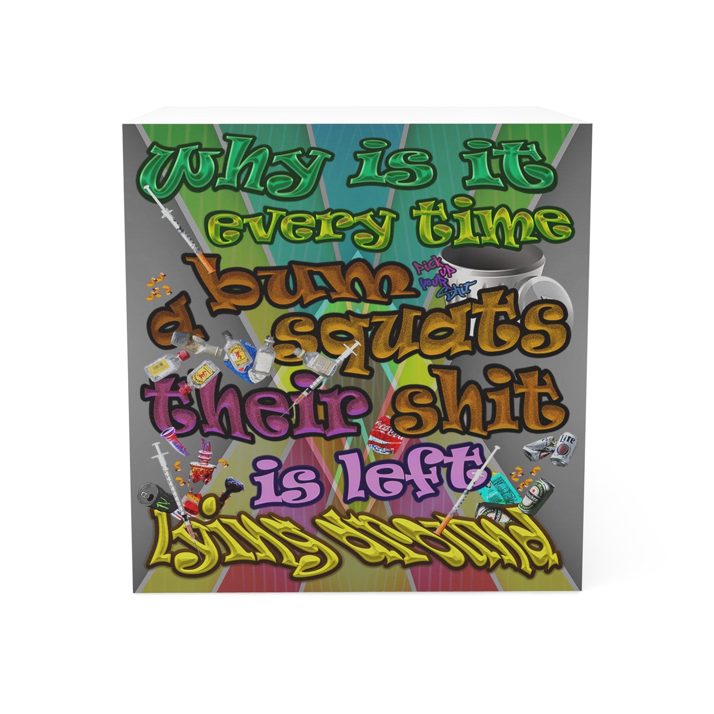 the bum's shit - note cube (rainbow split)