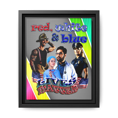 rw&b lives matter - framed canvas art (rainbow split)