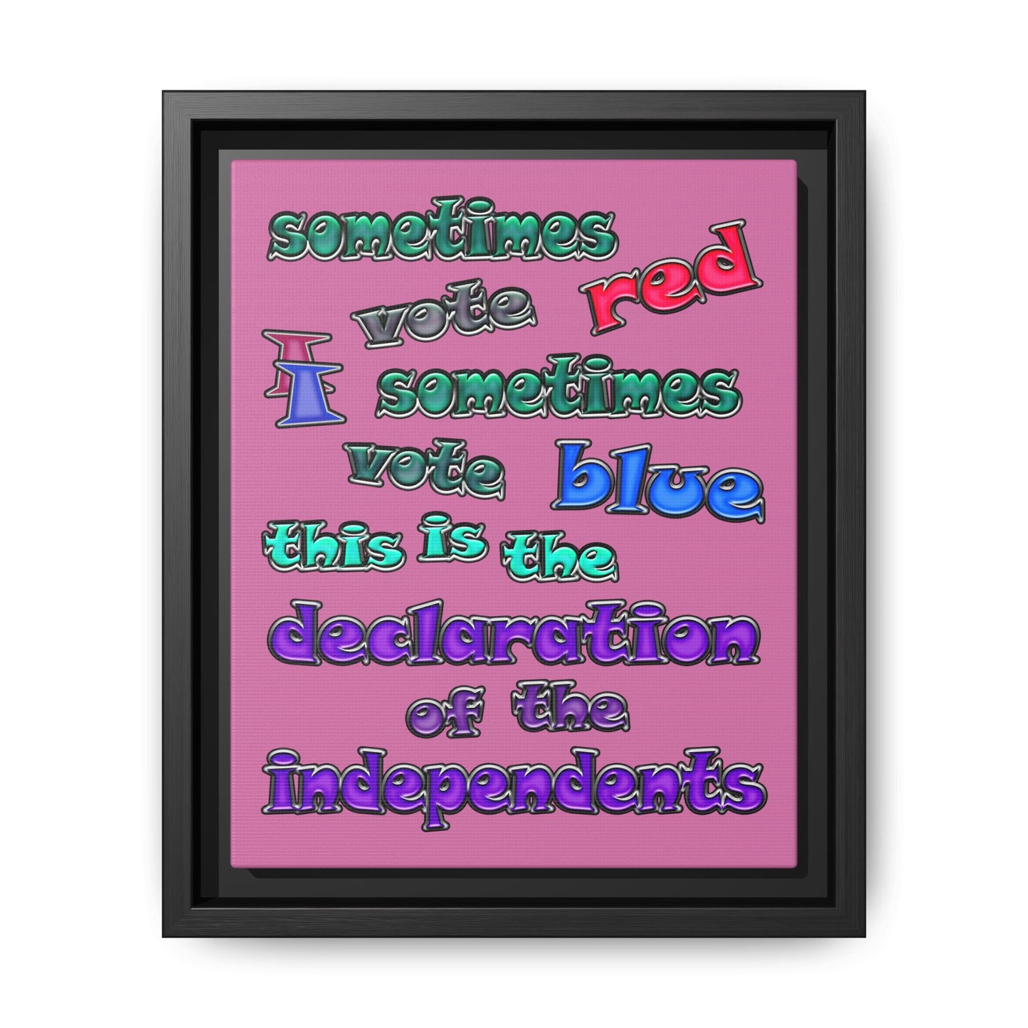 declaration of the independents - framed canvas art (light pink)