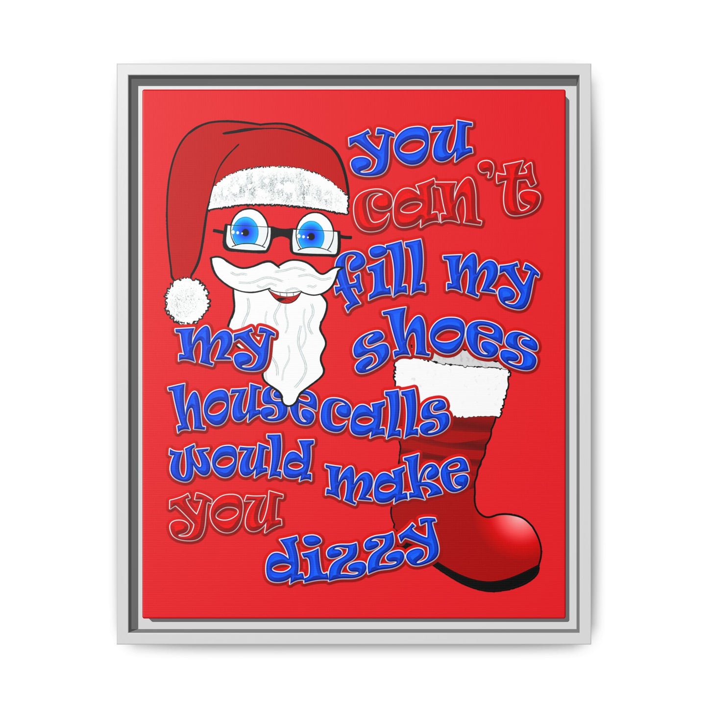 santa's shoes - framed canvas art (red)