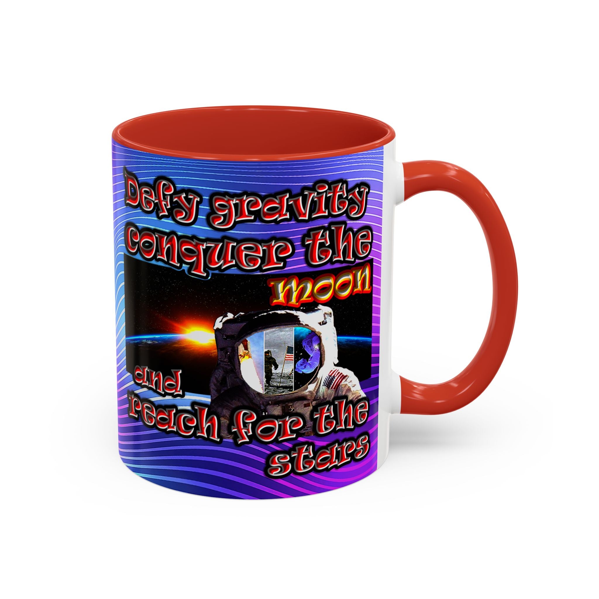 defy conquer reach - Accent Mug (purple wave)