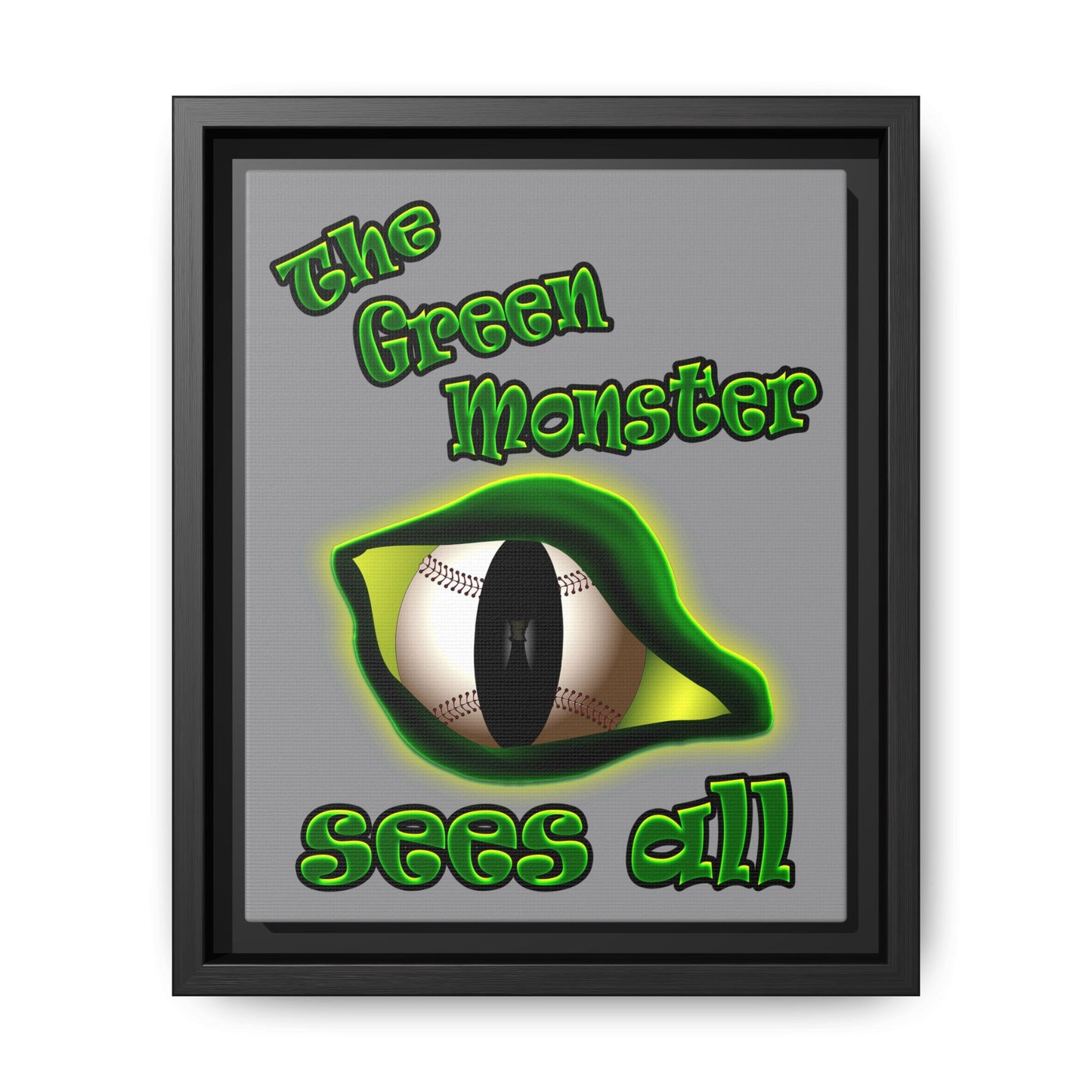 green monster - framed canvas art (grey)
