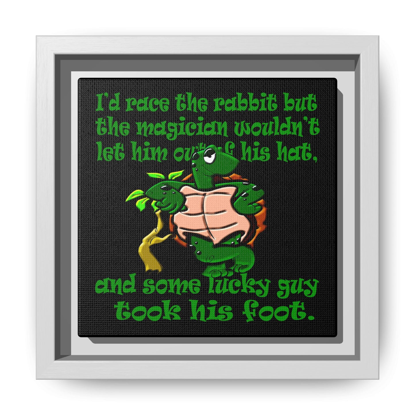turtle race - framed canvas art (black)