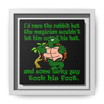 turtle race - framed canvas art (black)
