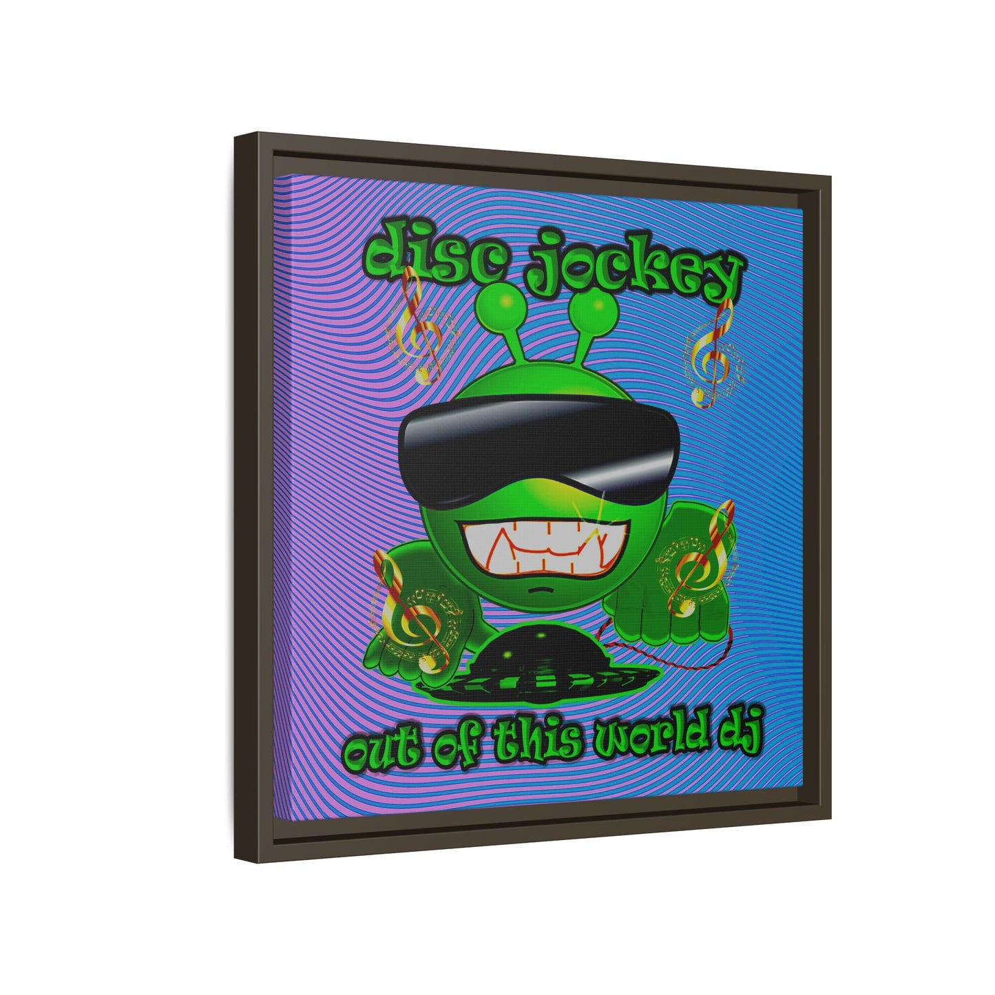disc jockey - framed canvas art (light blue-purple wave)