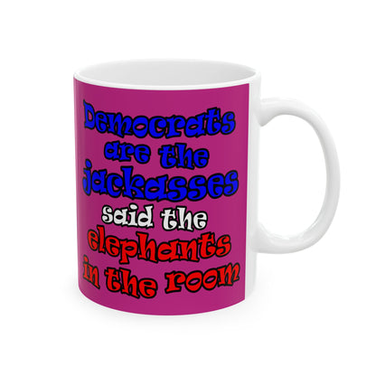 donkeys and elephants - White Mug (pink)