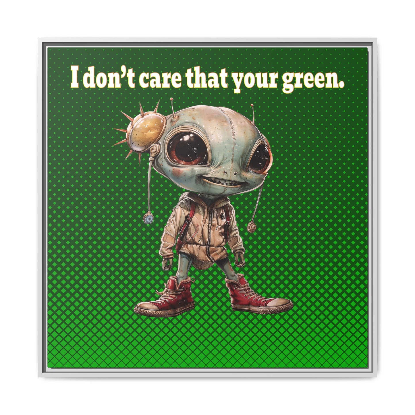 I don't care that your green - framed canvas art (logo green)