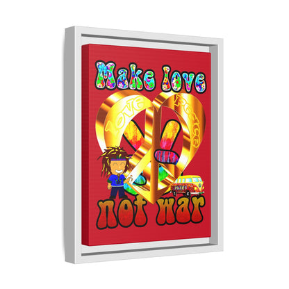 love peace - framed canvas art (dark red)