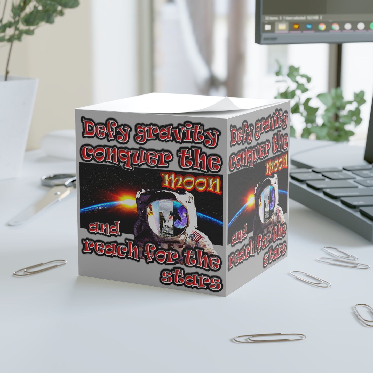 defy conquer reach - note cube (light grey)