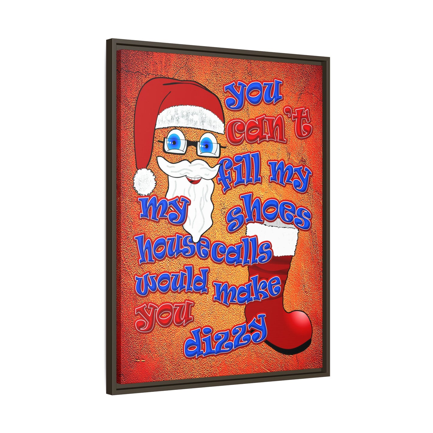 santa's shoes - framed canvas art (burnt orange)