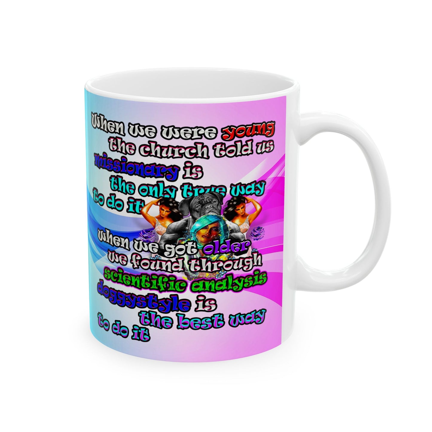 doggystyle - White Mug (light blue-pink wave)