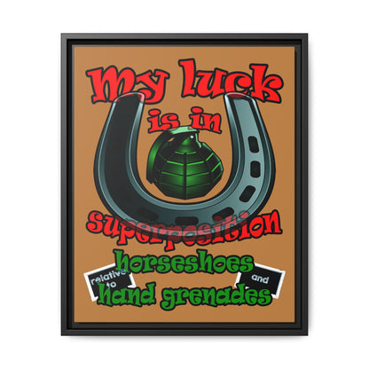 my luck - framed canvas art (light brown)