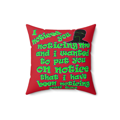 noticed you noticing - Faux Suede Square Pillow - (dark red)