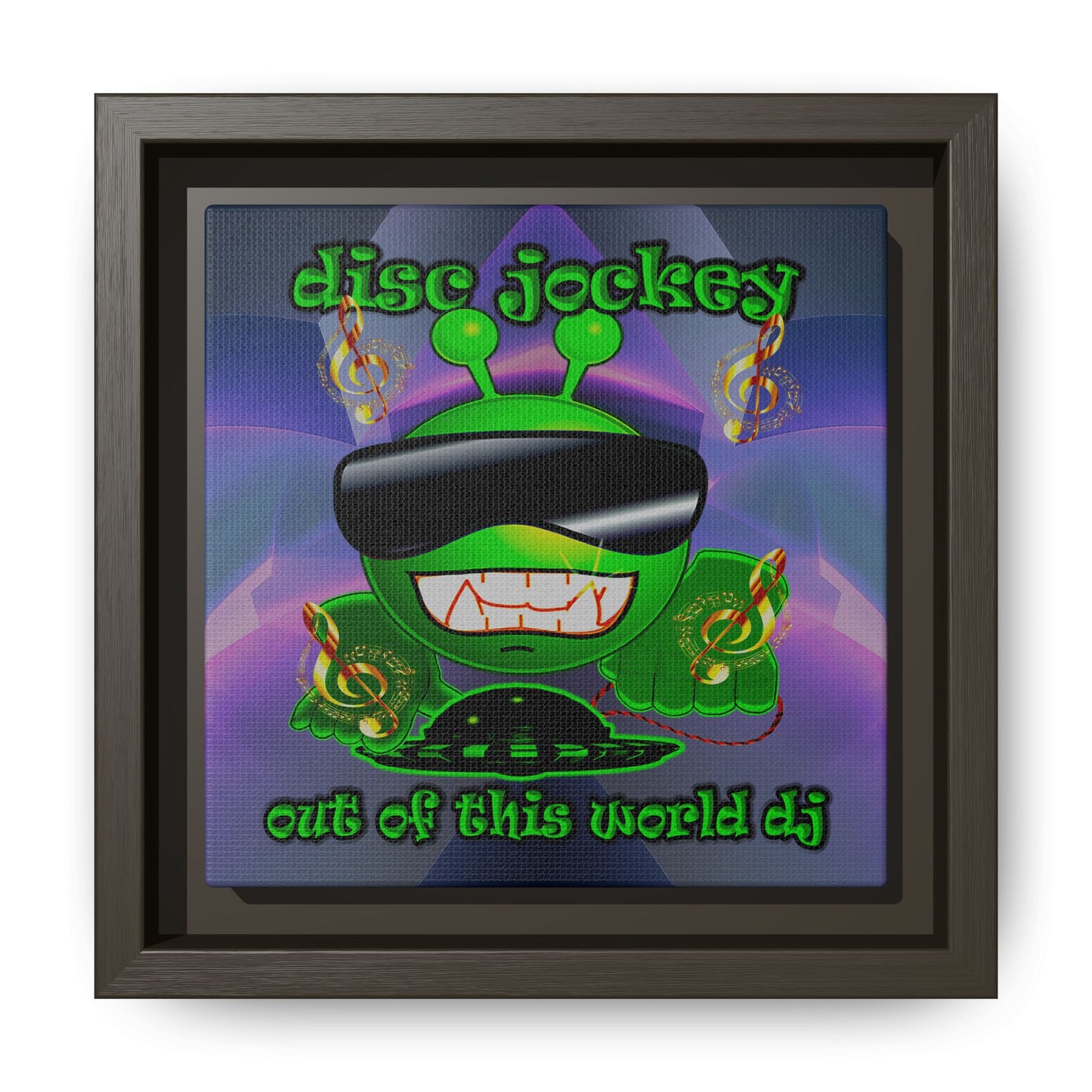 disc jockey - framed canvas art (grey-pink wave)