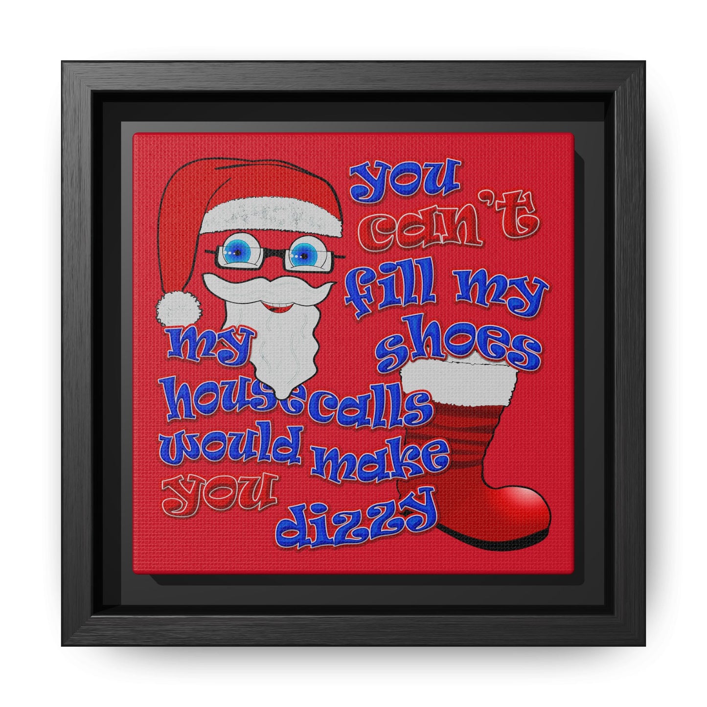 santa's shoes - framed canvas art (dark red)