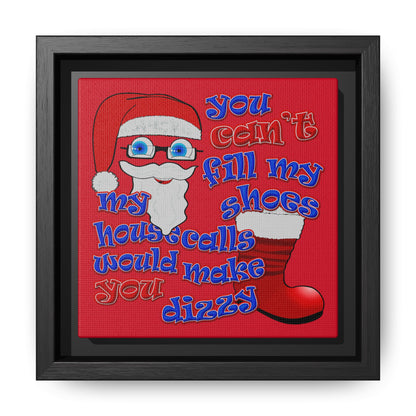 santa's shoes - framed canvas art (dark red)