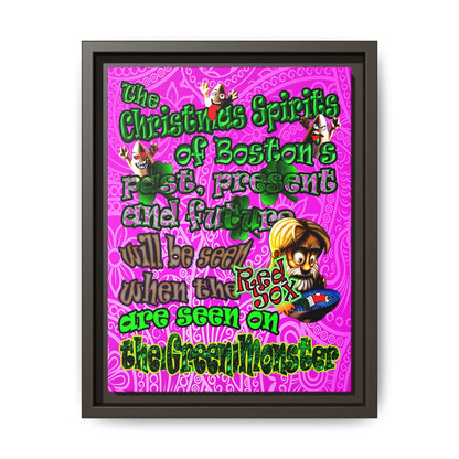christmas spirits of boston - framed canvas art (pink swirl)