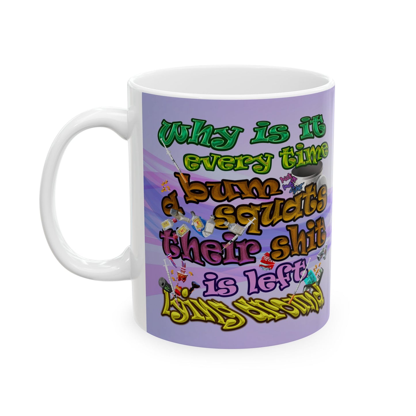 the bum's shit - White Mug (light blue-pink wave)