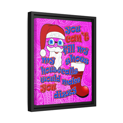 santa's shoes - framed canvas art (pink swirl)