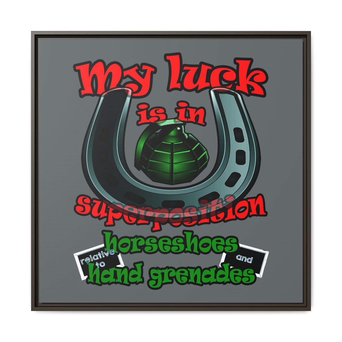 my luck - framed canvas art (dark grey)