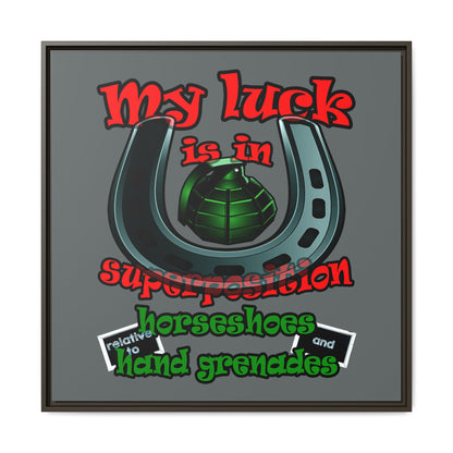 my luck - framed canvas art (dark grey)