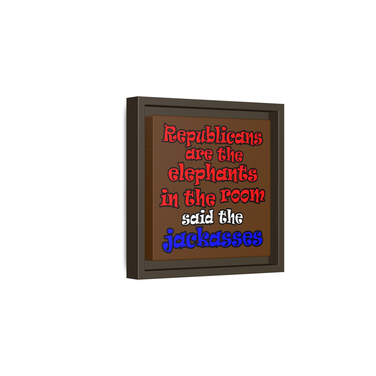 donkeys and elephants - framed canvas art (brown)
