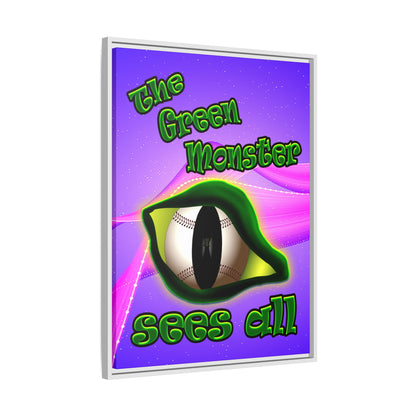 green monster - framed canvas art (purple-pink wave)