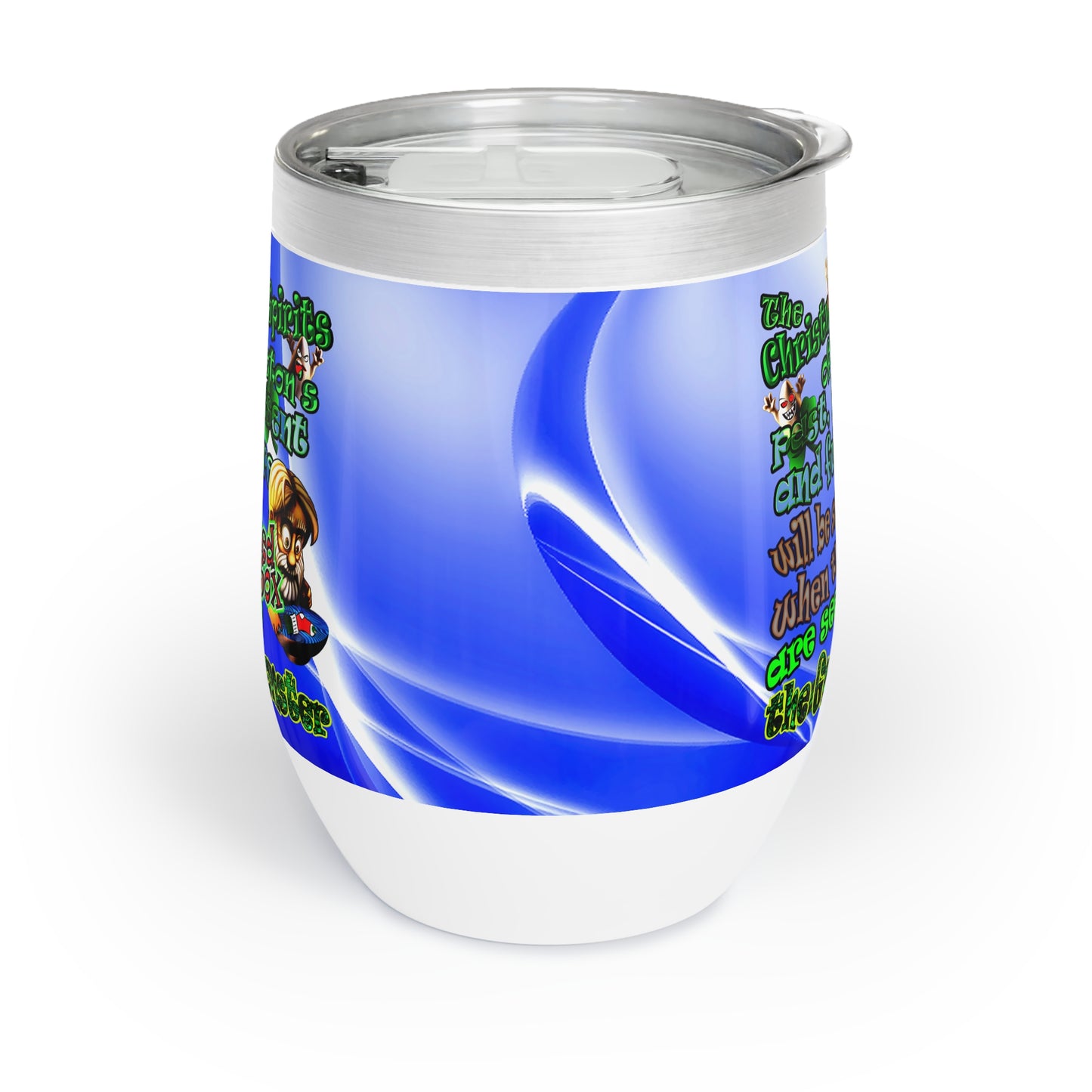 christmas spirits of boston - Chill Wine Tumbler (blue-white wave)
